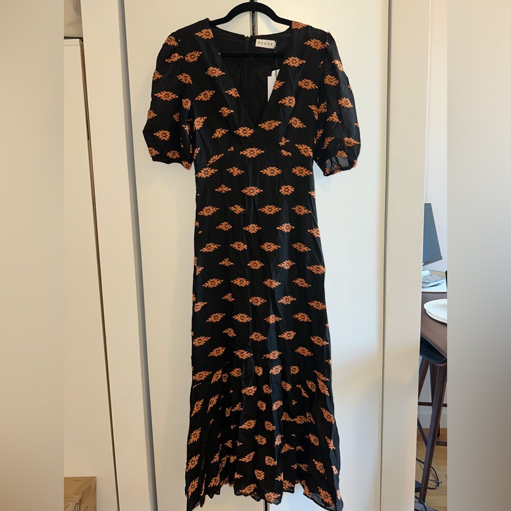 RHODE Black and Orange Maxi Dress